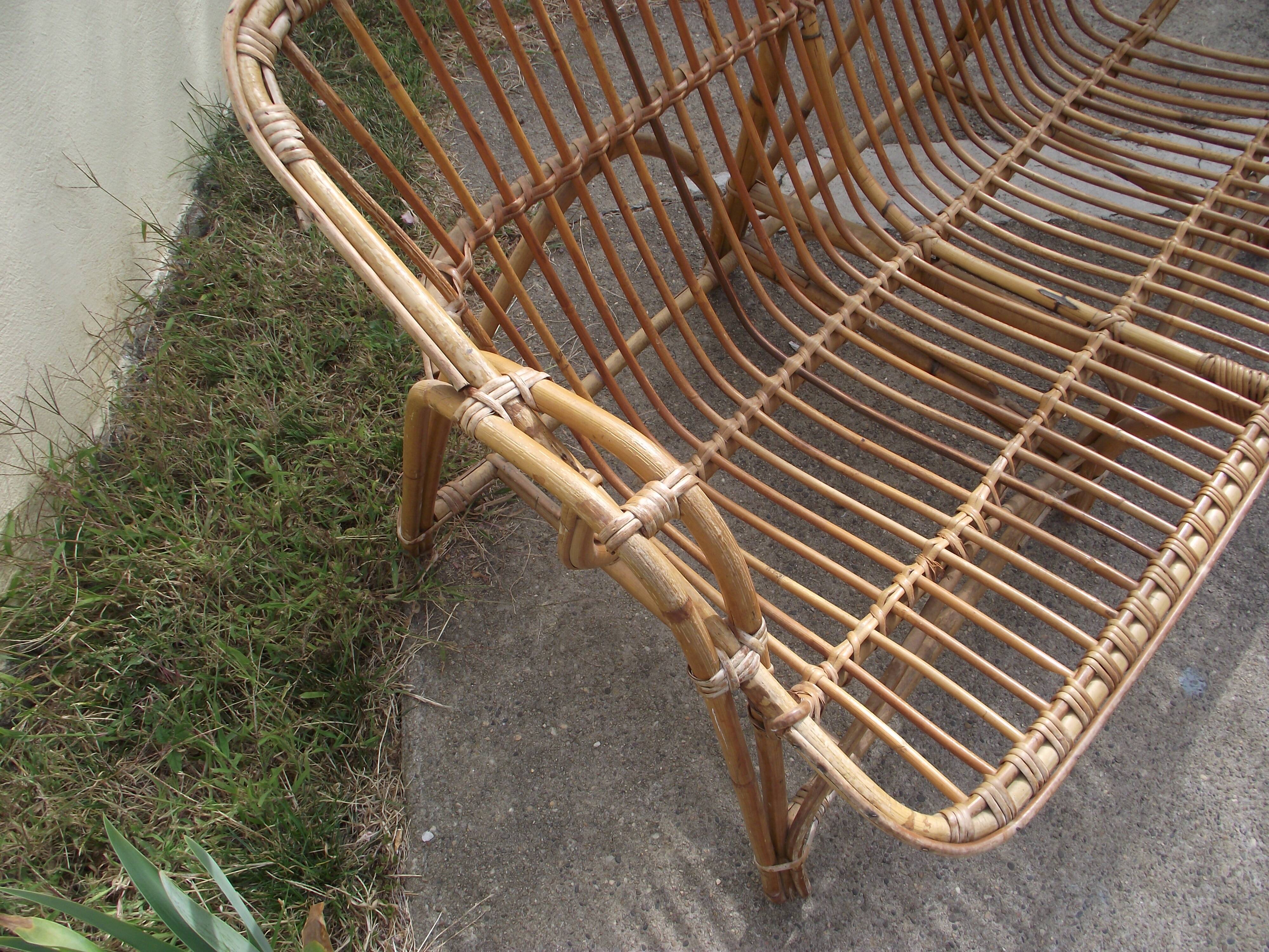 Rattan bench from the 1960s