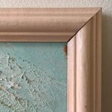 Painting painting in powder pink oil, blue-green