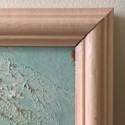 Painting painting in powder pink oil, blue-green