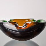 Sommerso brown and green pocket emptier by Flavio Poli for Seguso, Mu glass