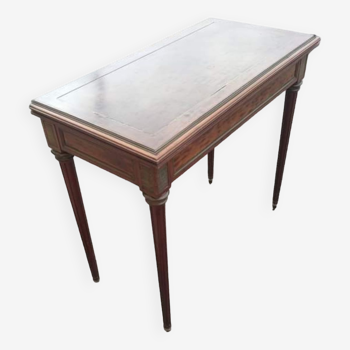 Table à jeu en acajou de Cuba pommelé et bronze époque Napoléon III vers 1870