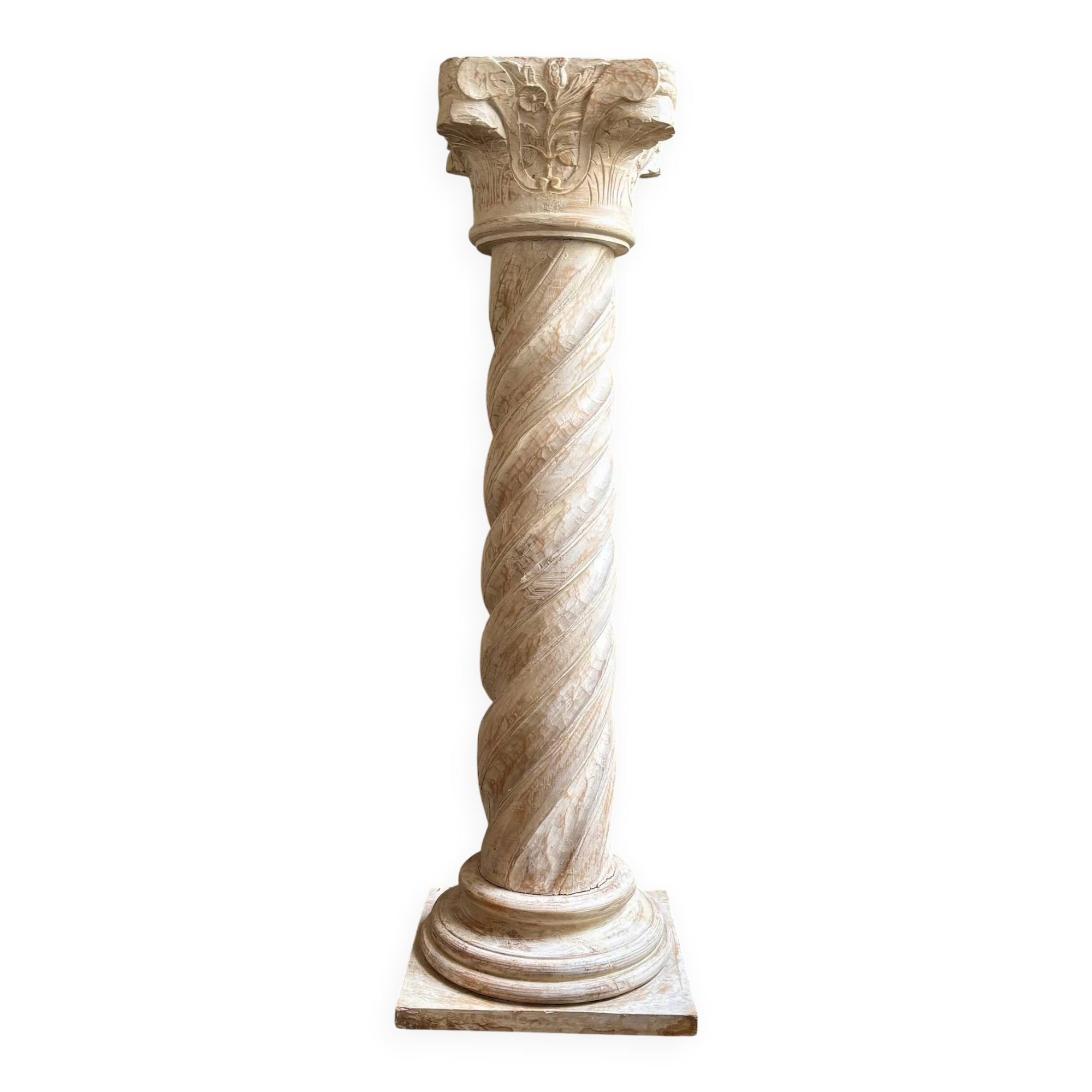 Beige carved wooden column
