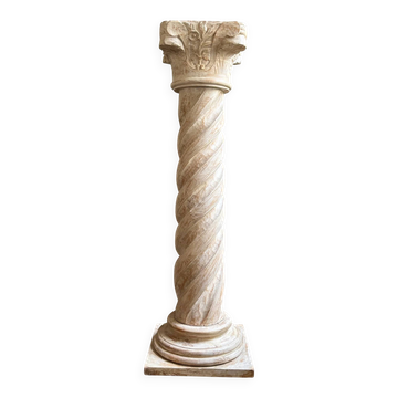 Beige carved wooden column