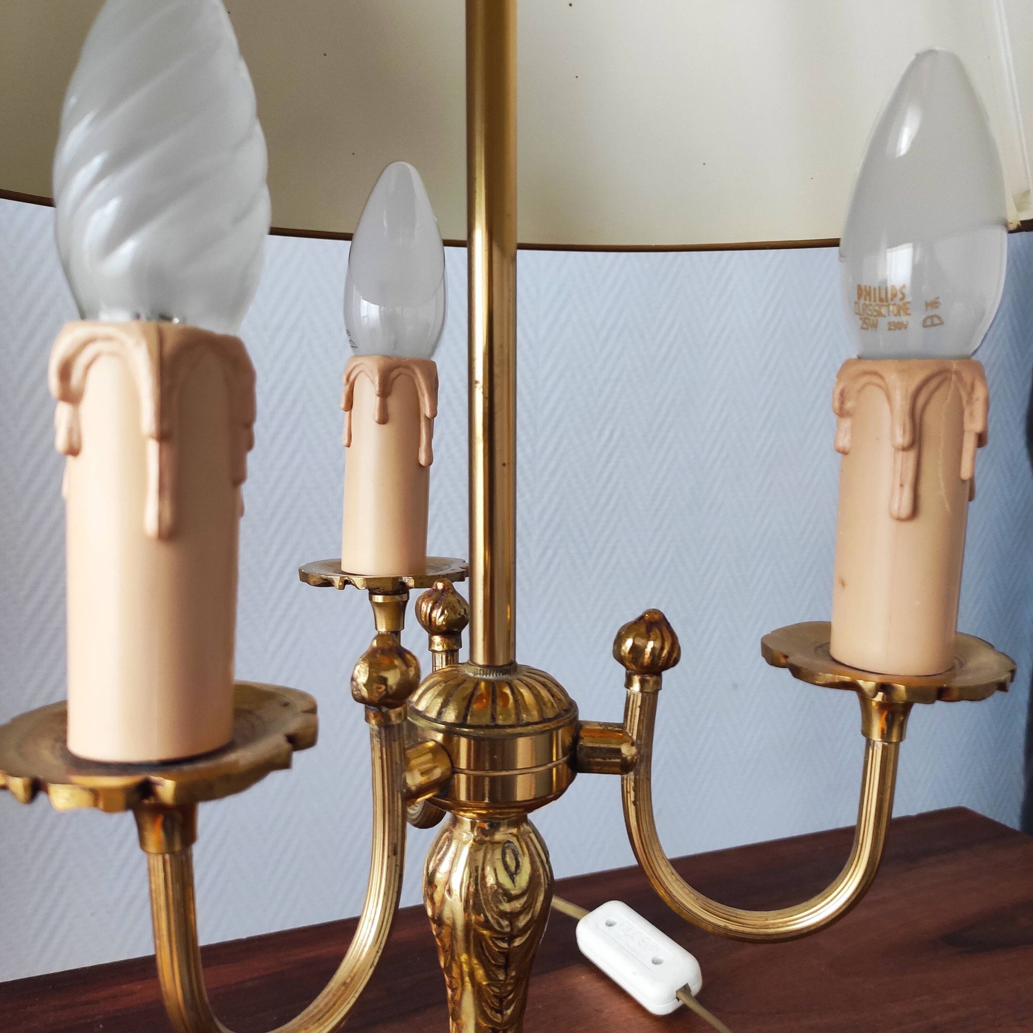 Lampe bouillotte 3 feux en bronze Maison Collange