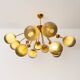 “Galaxy” Chandelier in Brass and Fumé Murano Glass