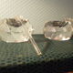Duo de saleron en cristal avec leurs cuillères de service 1950