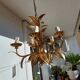 Chandelier gilded metal leaves by Hans Kogl, 1970's