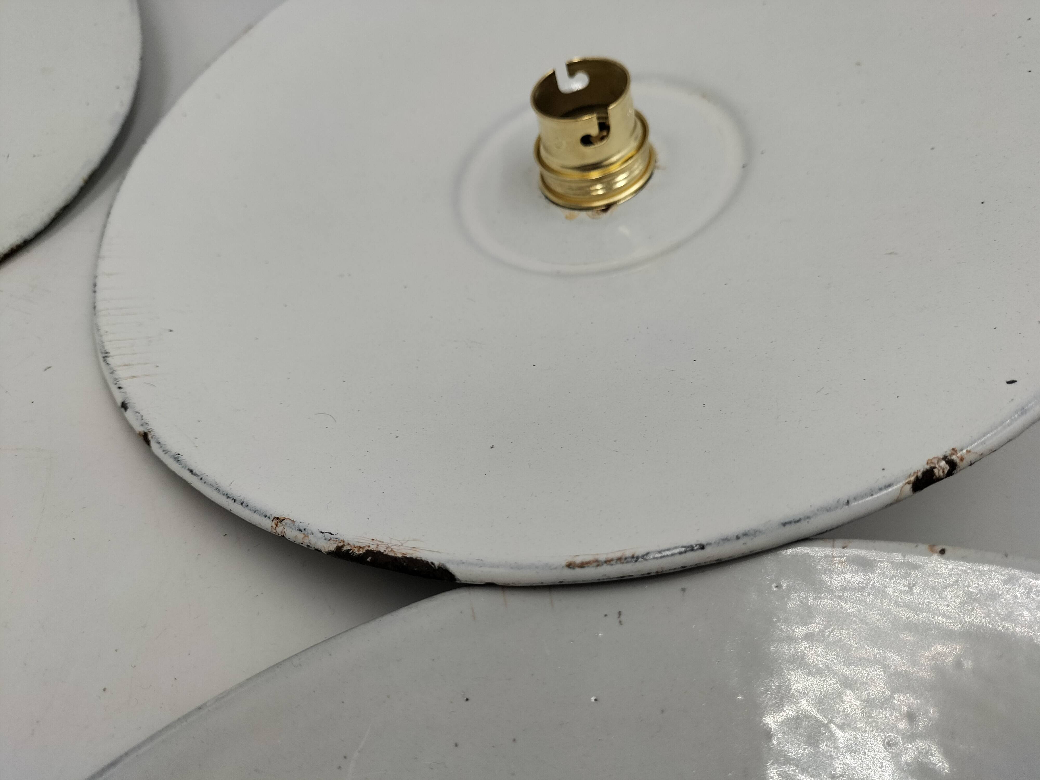 4 enameled sheet metal pendants