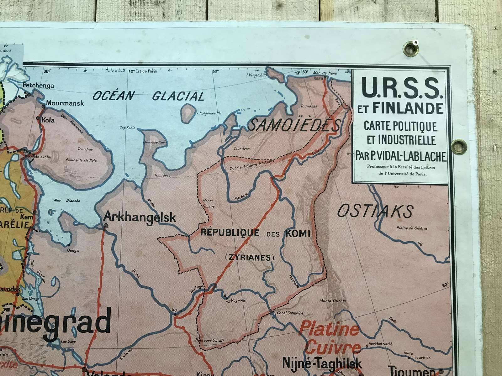USSR and Finland, Map N°34 and 34bis by Vidal-Lablache, Librairie Armand Colin