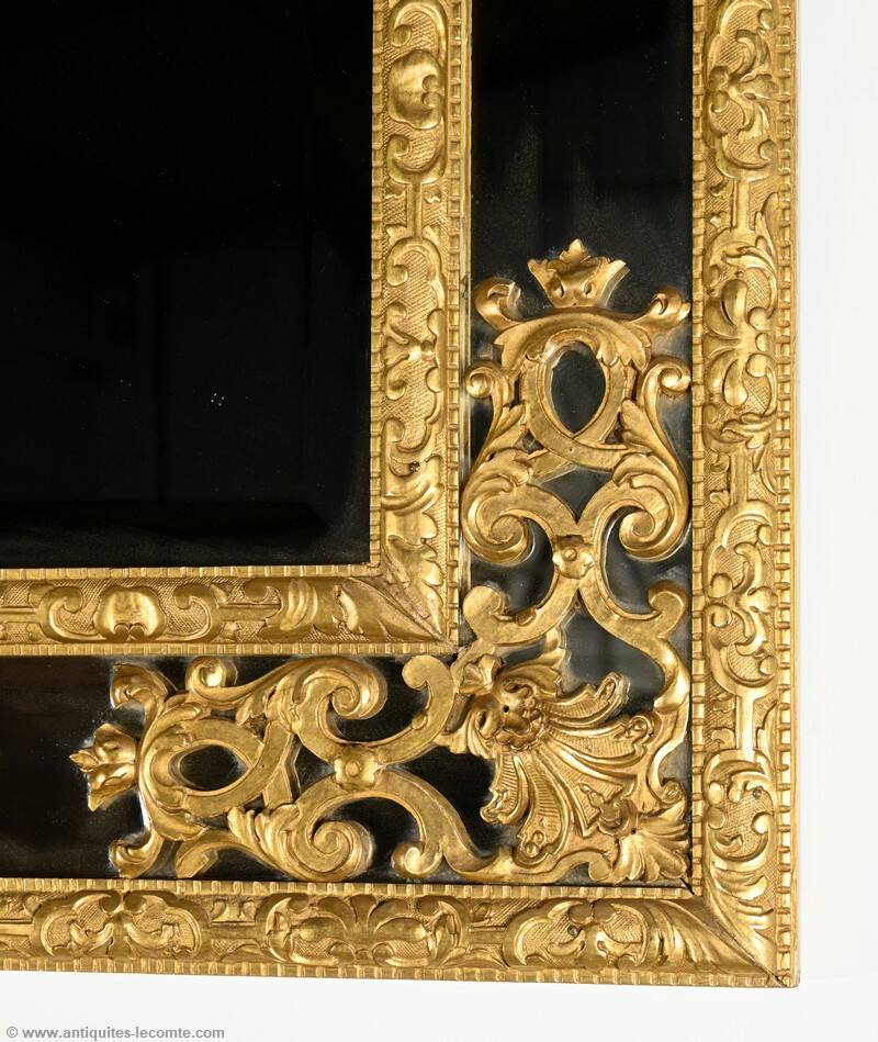 Gilded Wood Glazing Bead Mirror, Napoleon III Period – Mid 19th Century