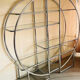 Chromed metal large riund room divider shelving show case etagere milo baughman style