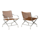 Pair of metal and leather armchairs, 1980s
