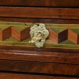 Rare small marquetry display cabinet, louis xvi style – mid 19th century