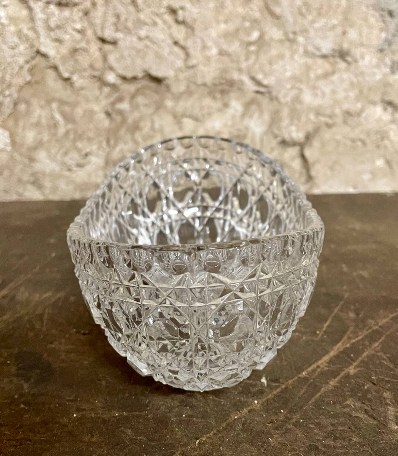 Antique cut glass bowl / crystal style – 1950s/1970s
