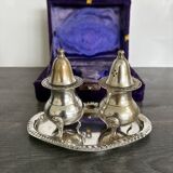 Vintage Salt and Pepper Shaker Set on Tray