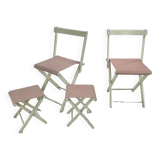 Set of camping chairs and stools