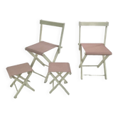 Set of camping chairs and stools