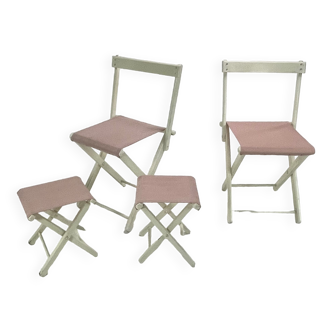 Set of camping chairs and stools