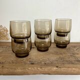 6 Luminarc smoked glass tumblers