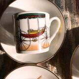 Vintage mocha service collection 6 cups cars real limoges porcelain of paris