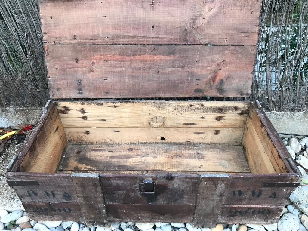 Wooden and metal military case, circa 1960