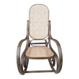 Vintage wooden and cane rocking chair