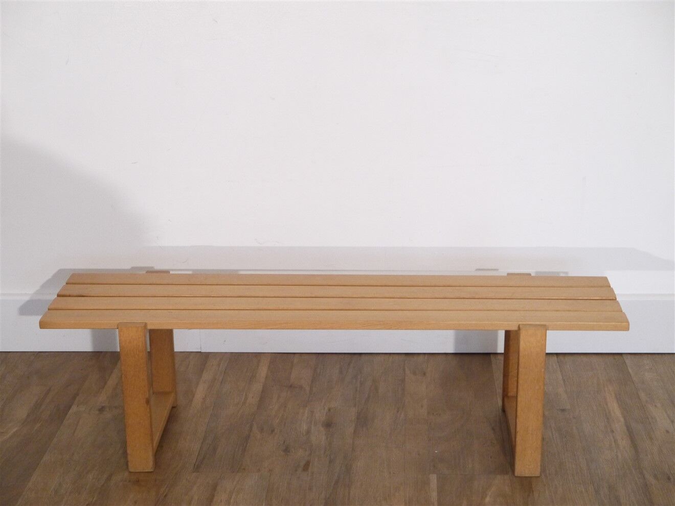 Vintage wooden slat bench 1970