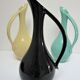 Three ceramic enamels design 60s soliflores black yellow green