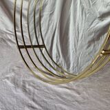 Vintage round tray in gold metal and mirror