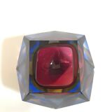 Pink and blue ashtray by Flavio Poli for Seguso in Murano glass 1960