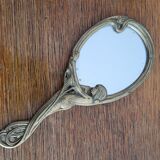 Art Nouveau brass hand mirror