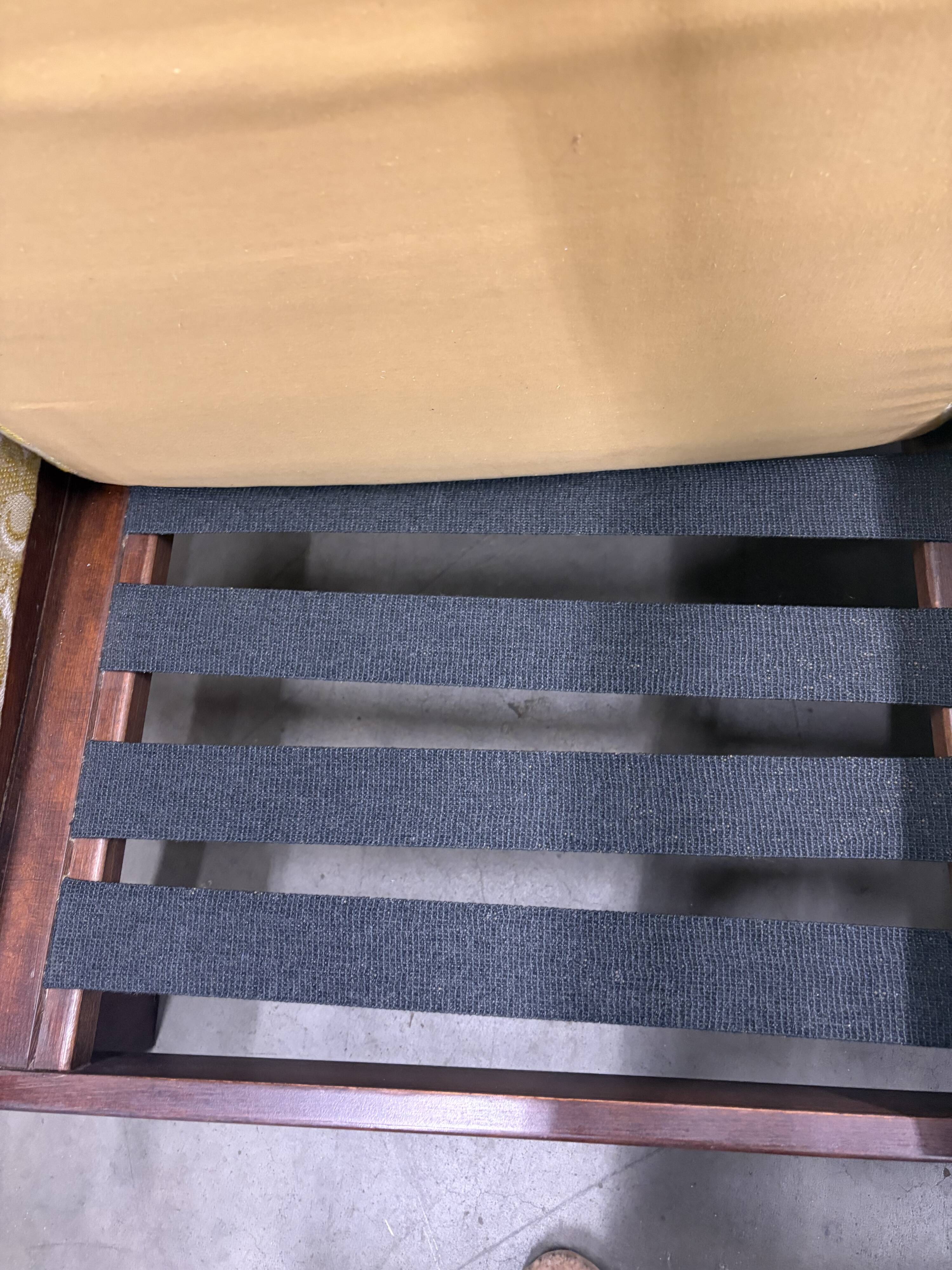 Vintage wooden sofa / armchair with yellow accent