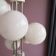 Vintage chandelier 5 opaline glass balls + 2 Space Age Mid-Century wall lights