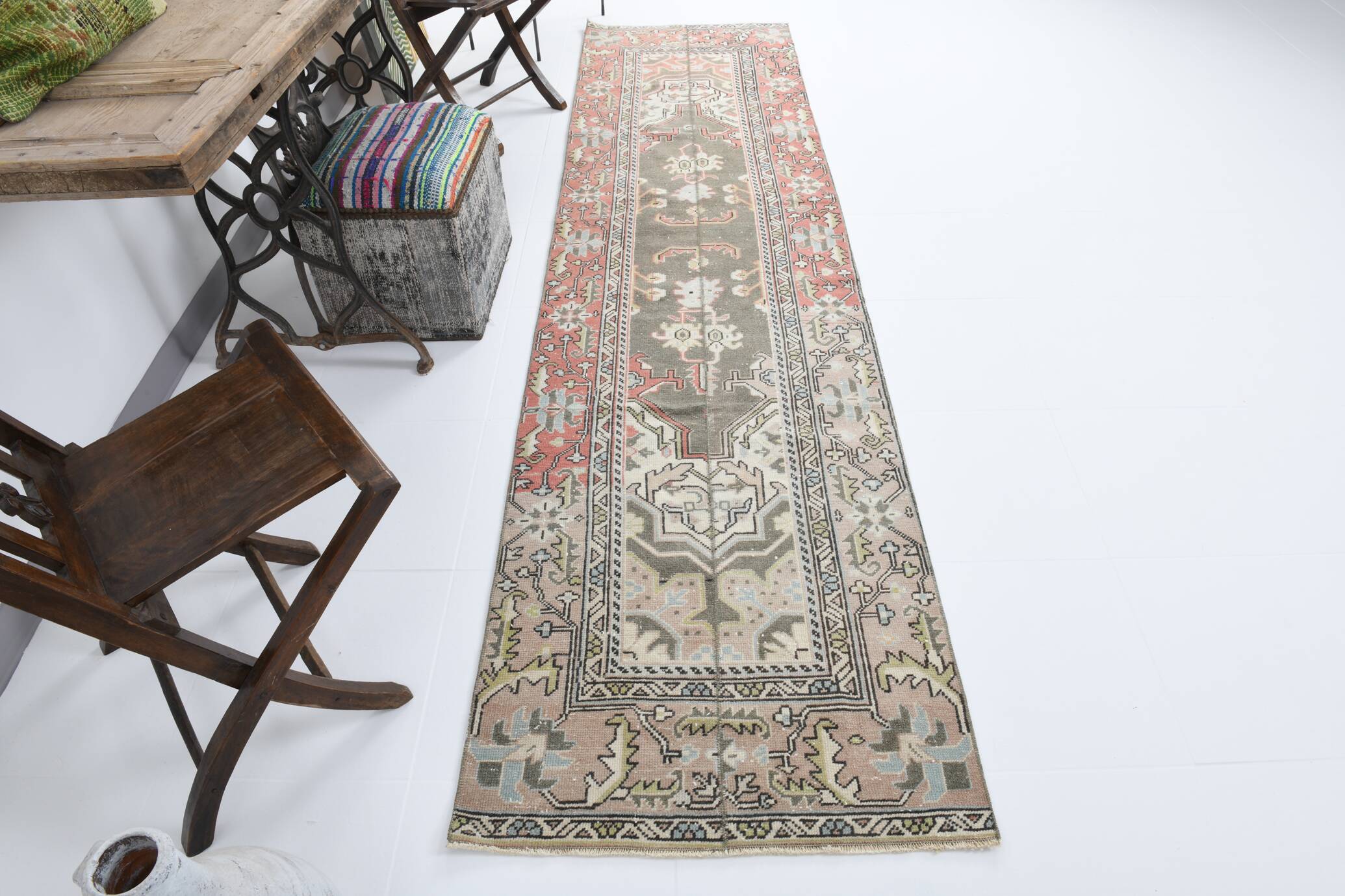 3x10 Shades Of Green Persian Runner Rug, 81x319Cm