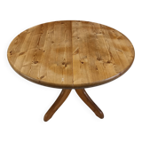 Rainer Daumiller pine wood round Dining Table, 1970s