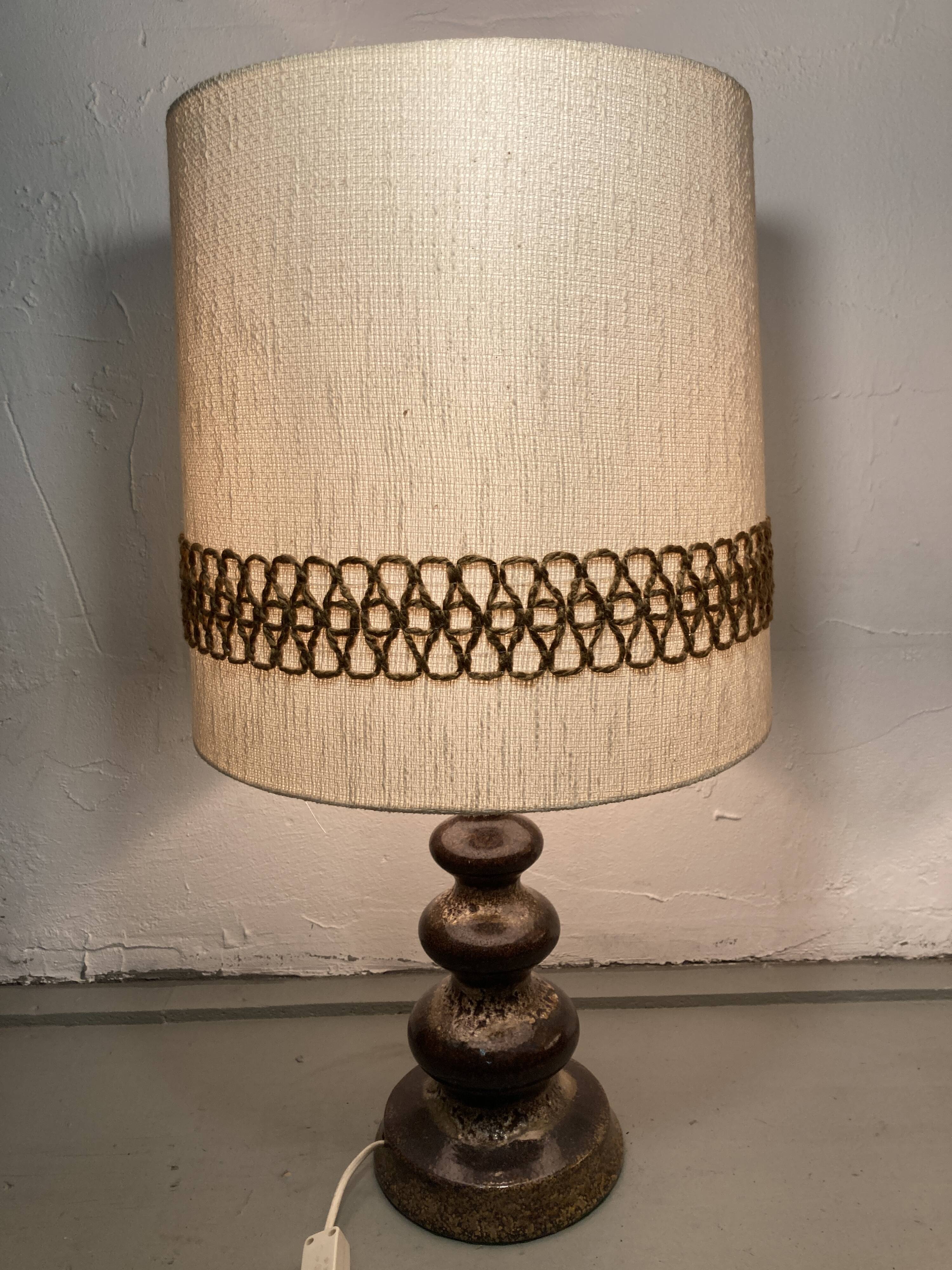 Pair fat lava ceramic curvy organic table lamps, Germany, 1960s