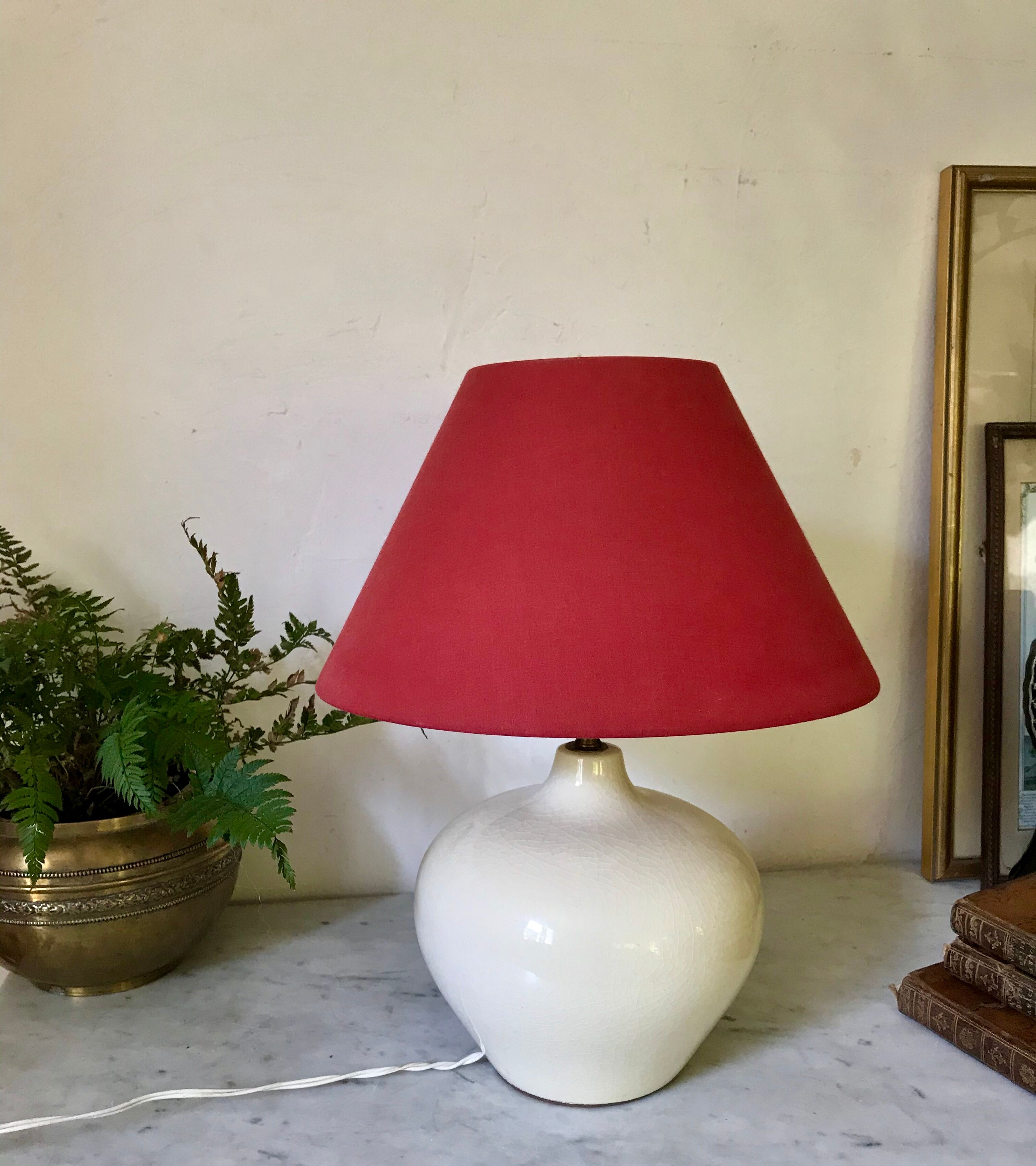 Pied de lampe en céramique craquelée