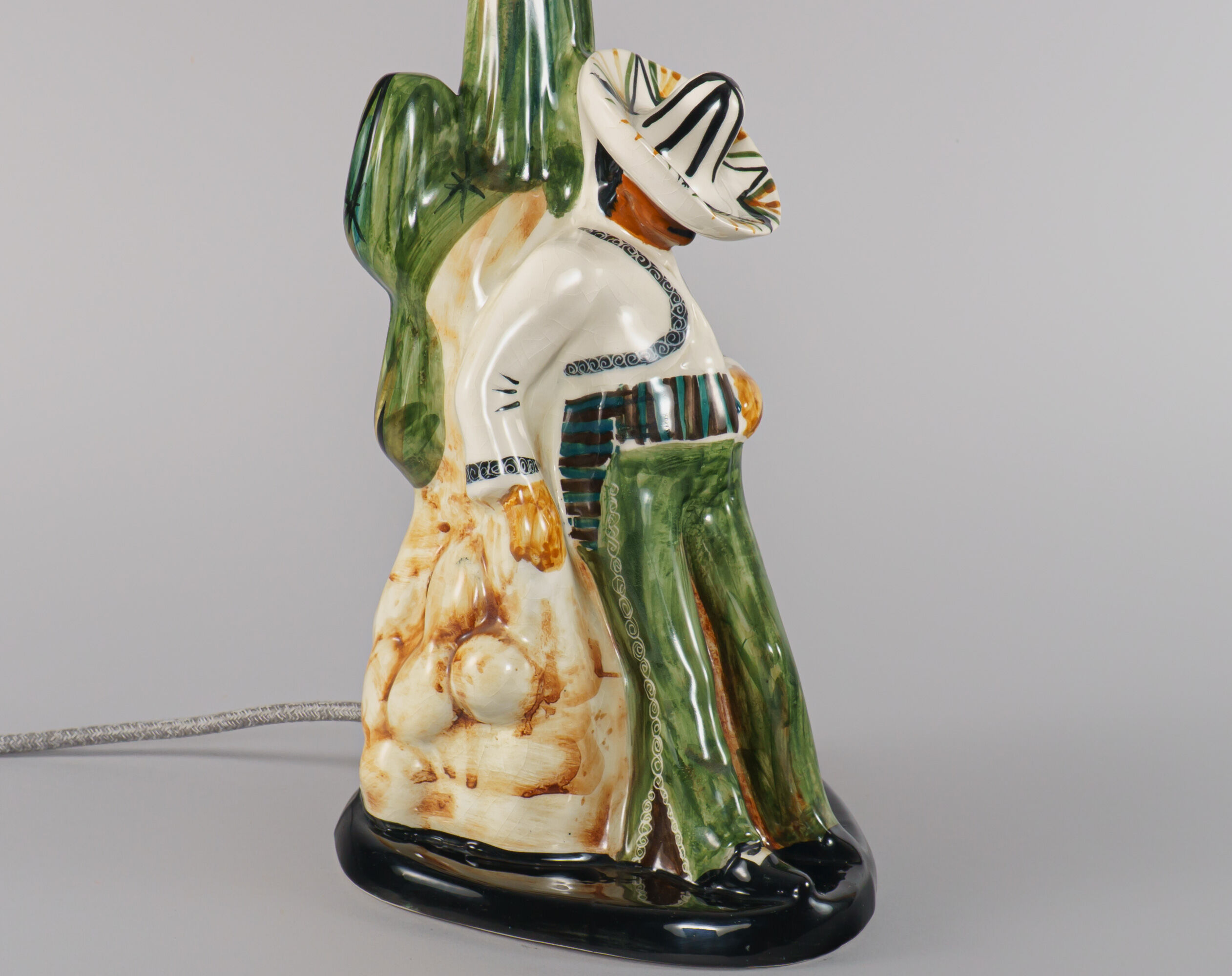 Vintage 1960s Jersey Pottery MCM Kitsch Mexican Siesta Table Lamp