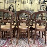 Set of 6 Louis Philippe style straw chairs
