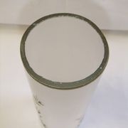 Old art nouveau vase frosted glass cylinder leaf decoration
