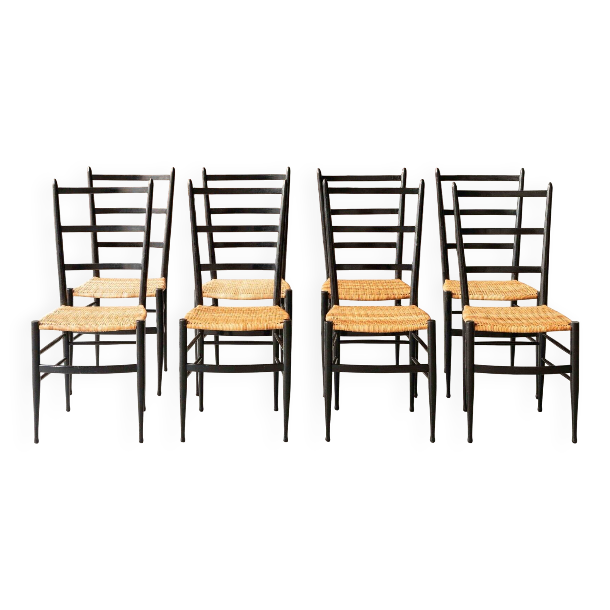 Set of 8 dining chairs ‘Baletta’ by Enrico Delmonte