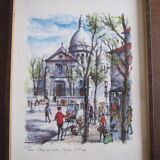Watercolor “Paris Place du Tertre - St Pierre Church” by Arno, 1960