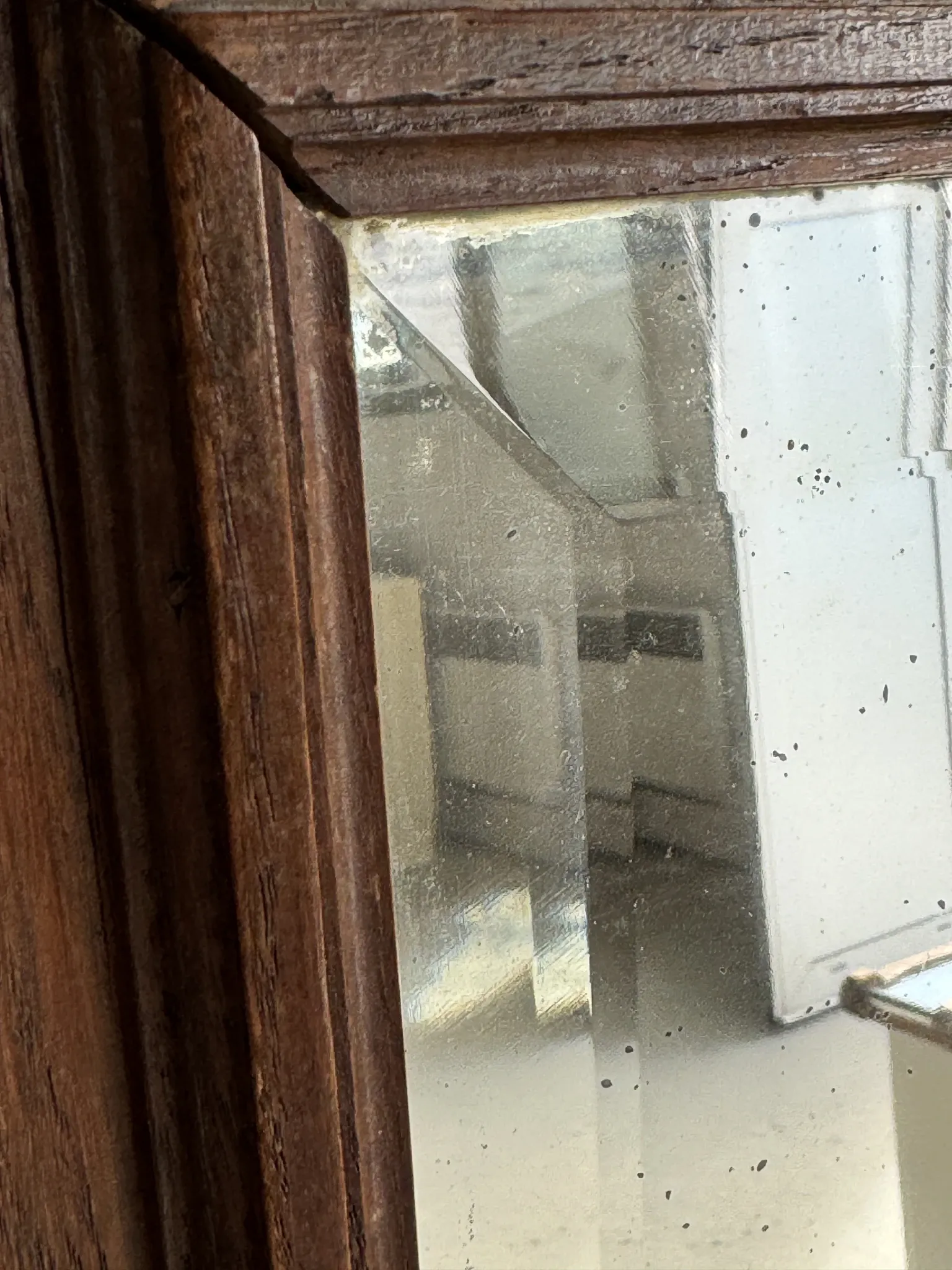 Antique mirror (right) oak wardrobe door with bevelled glass and