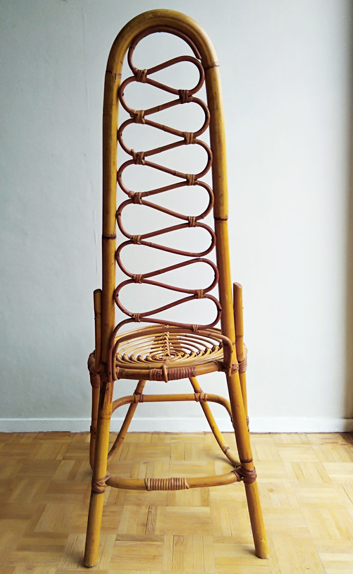 Chair rattan french work of the 1960
