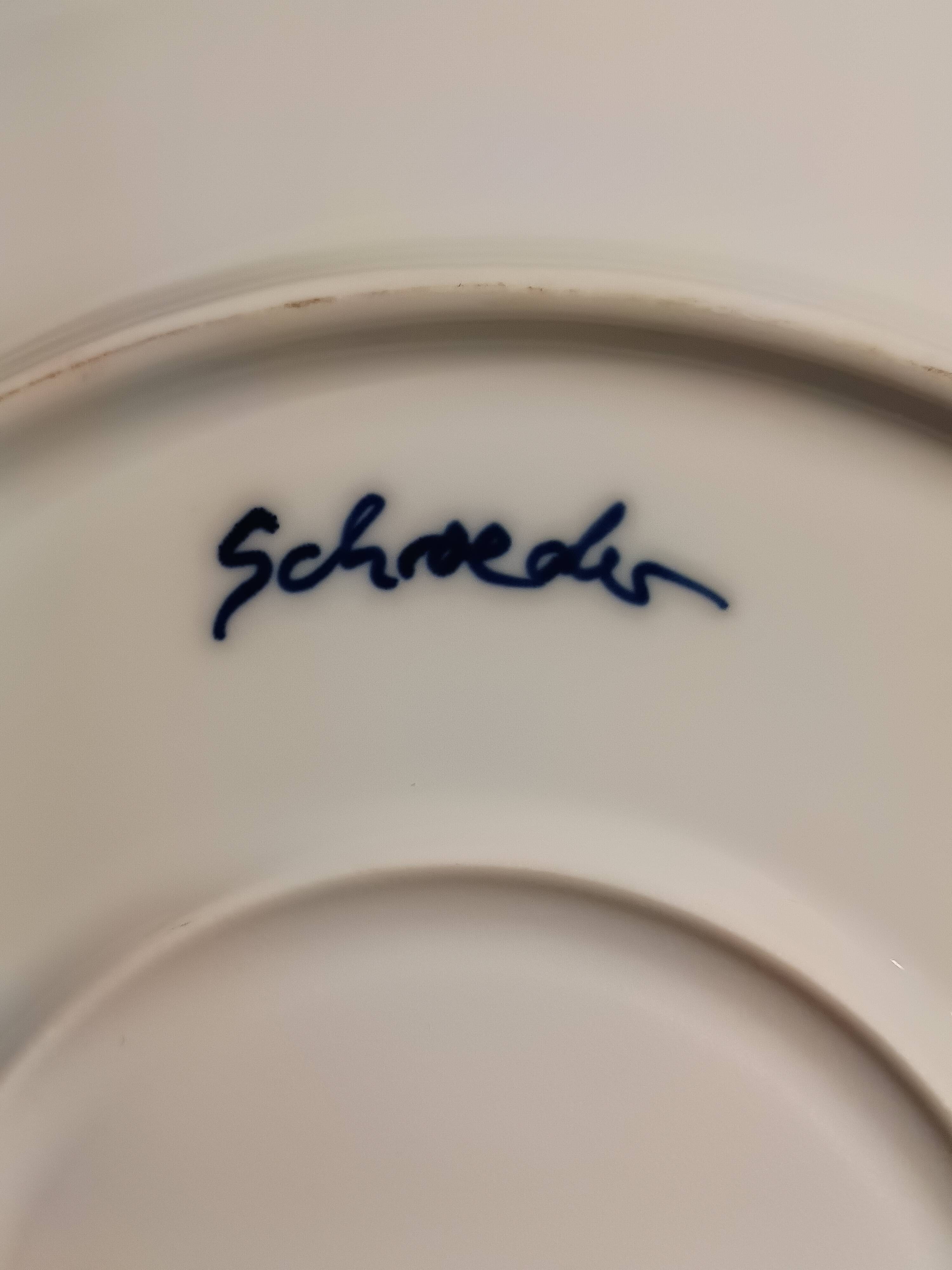 Art contemporain grand plat céramique signé Barbara Schroeder