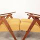 Vintage armchair, mustard yellow, curly zigzag pattern, set of 2