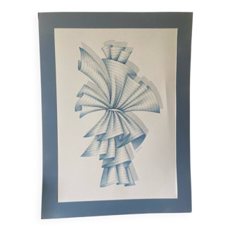 Antique Watercolor on Paper by Monique Laville, Abstract, Large Format