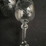 7 wine glasses – Blown, cut and guilloché glass