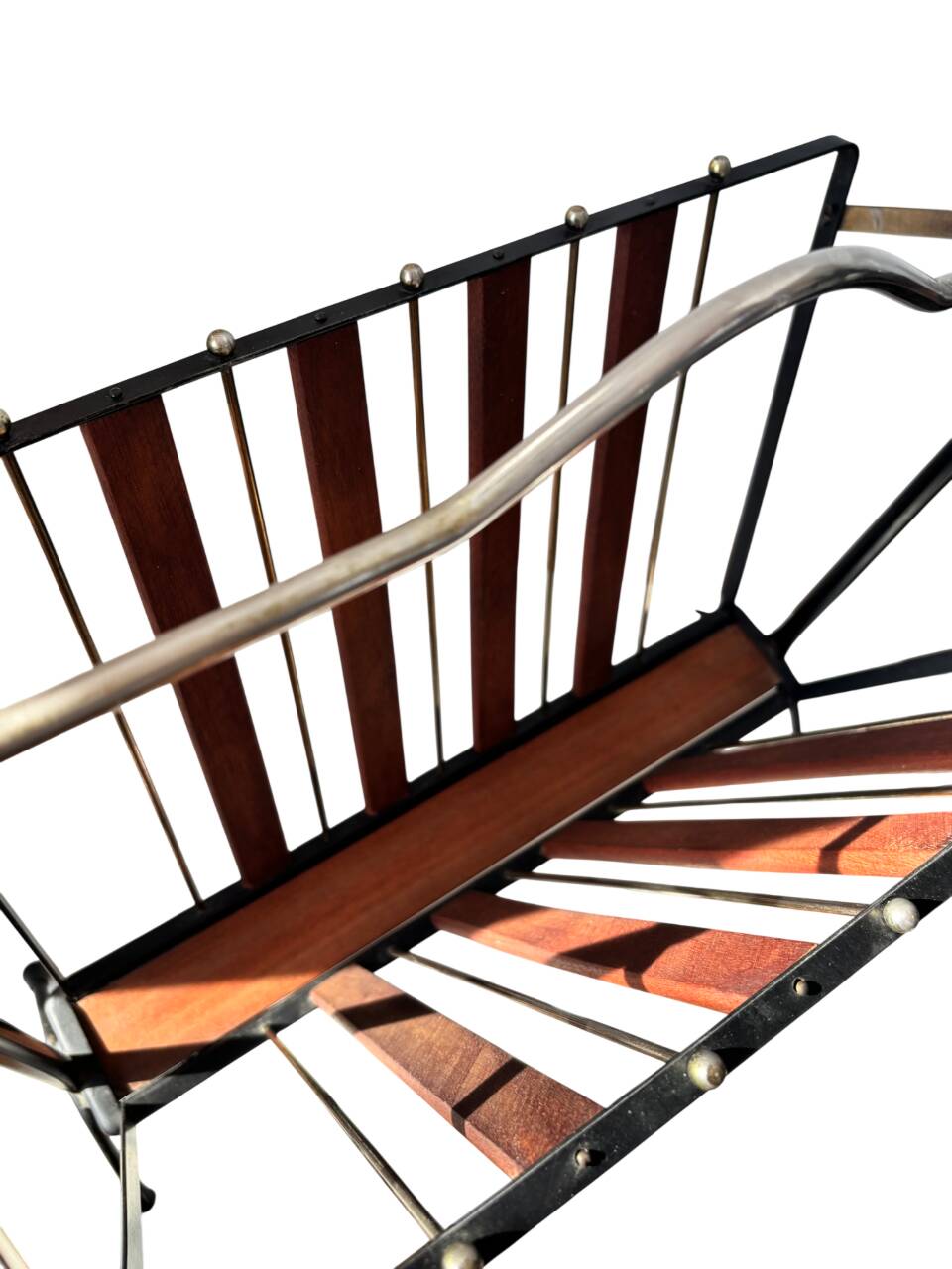 Teak and metal magazine rack 1960