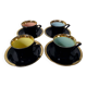 4 old black and gold cups in Vintage color